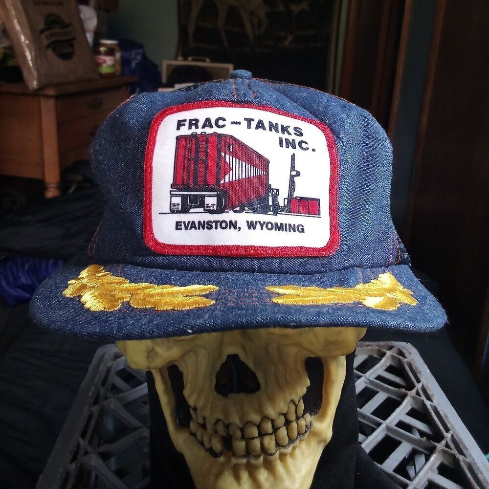 Deadstock Vintage Frac-Tanks Denim Patch Snap Trucker Hat Scrambled Eggs